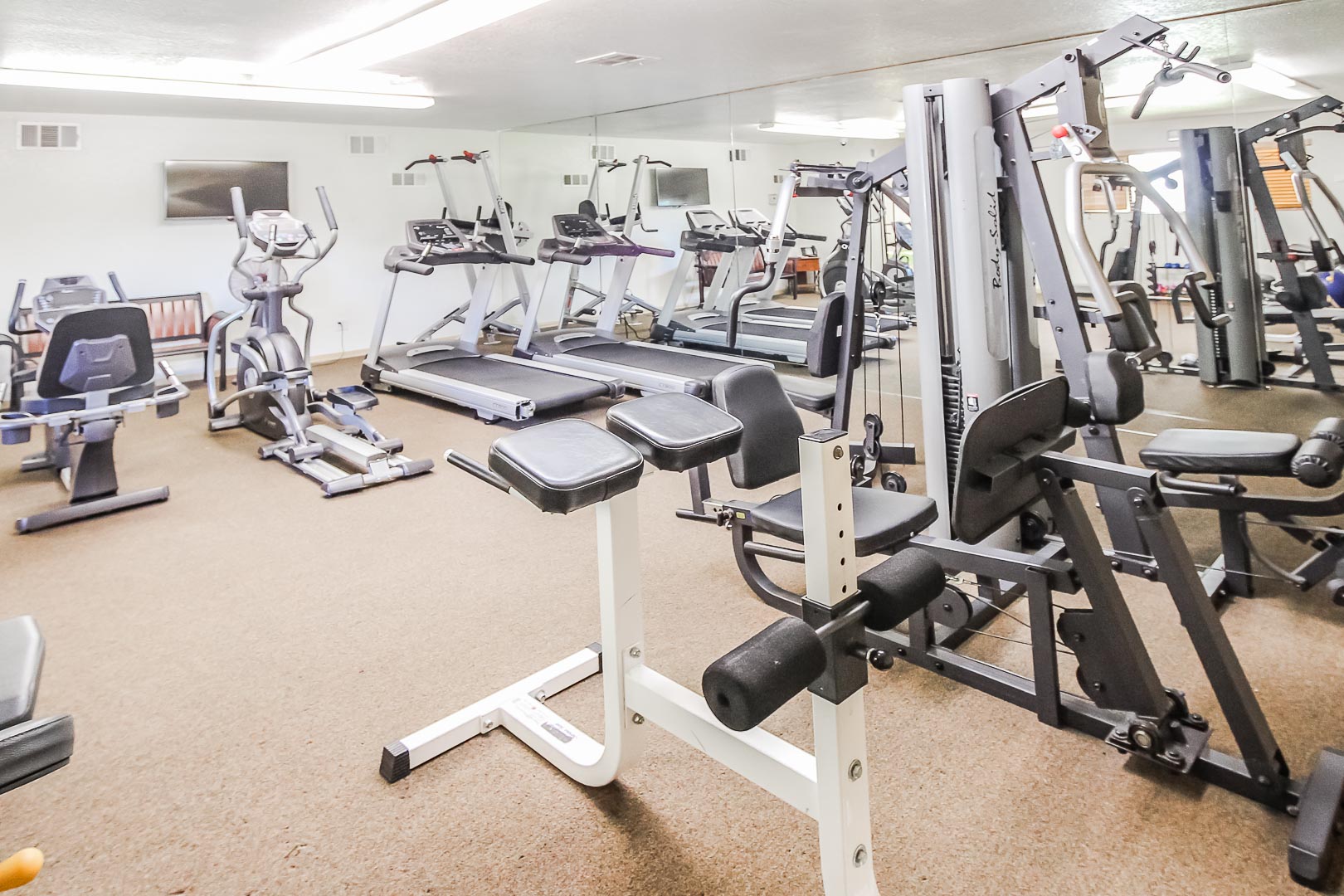 Fully equipped exercise room at VRI's Desert Isle Resort in California.